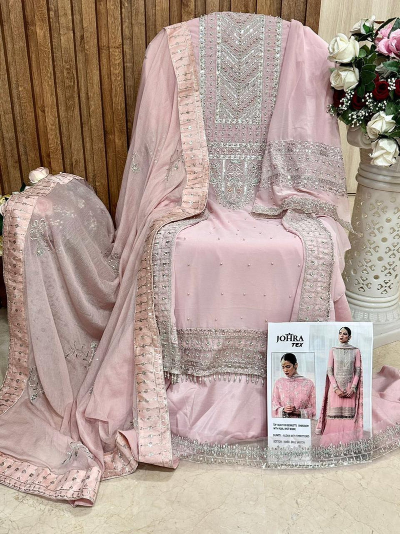 Jt D No 129 Fox Georgette Embroidered With Beautiful Work Suit Collection