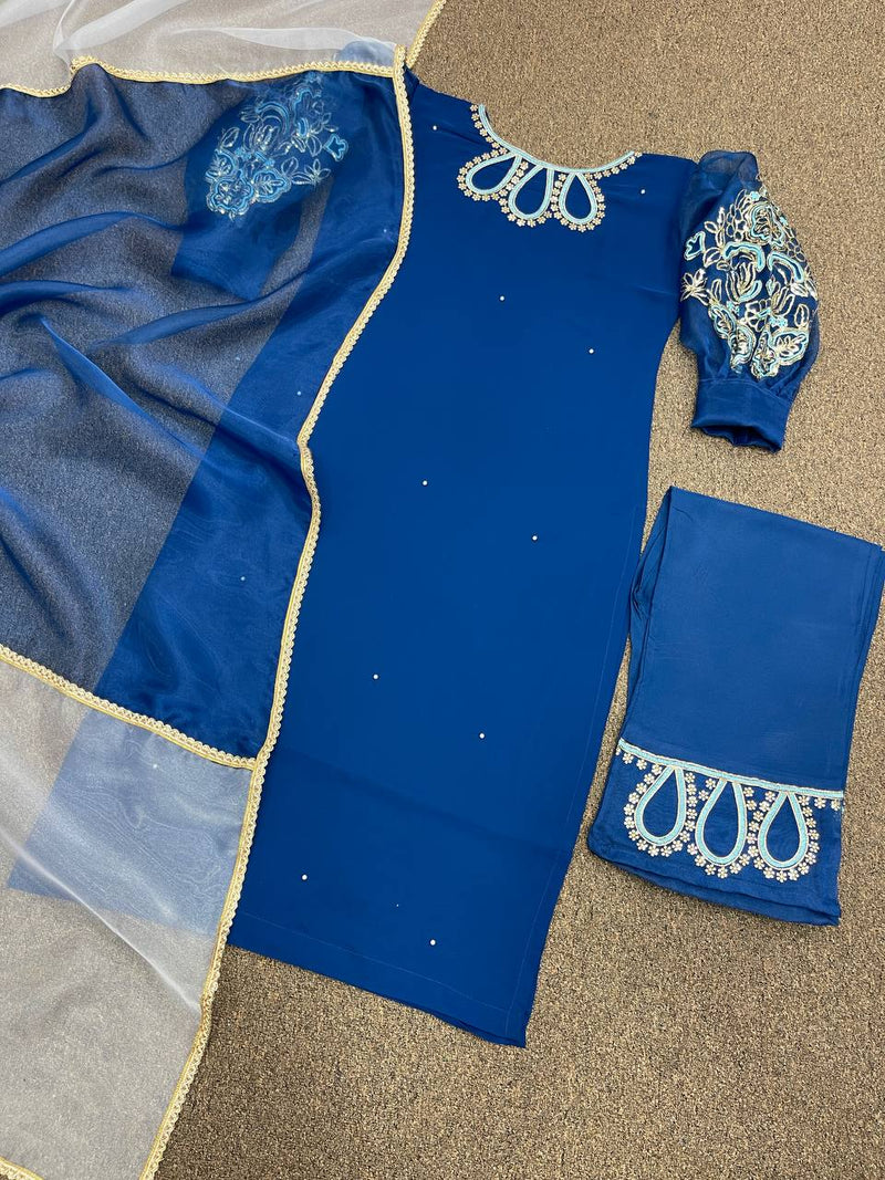 Hk D No 1560 Georgette With Heavy Work Designer Partywear Kurti Collection