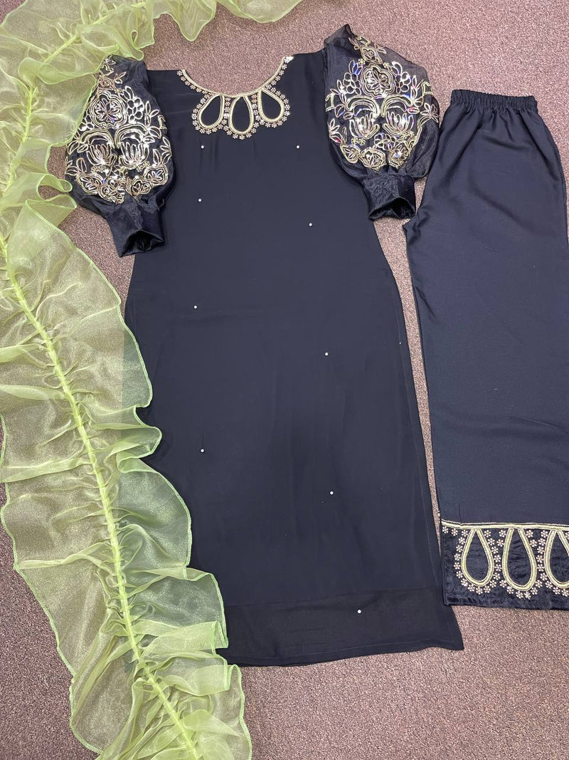 Hk D No 1560 Georgette With Heavy Work Designer Partywear Kurti Collection