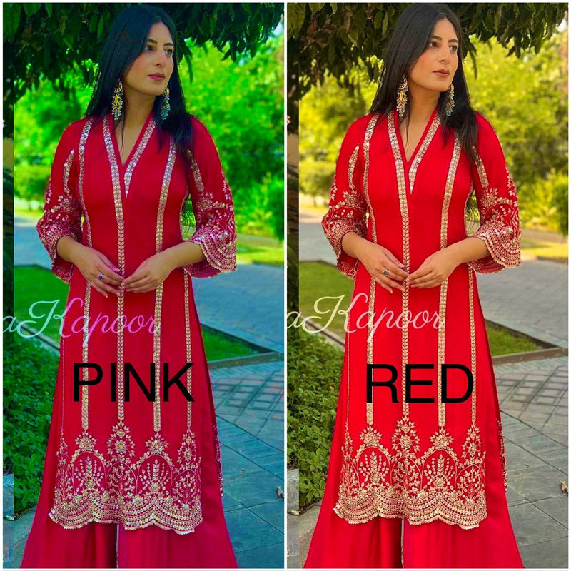 Sr D No 1586 Fox Georgette With Heavy Embroidery Designer Plazzo Suits