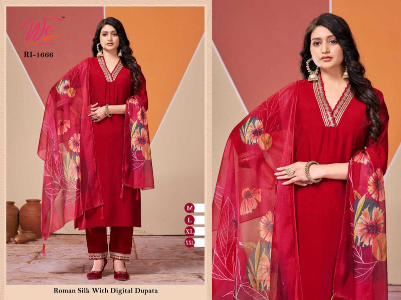 We Women Ethnics 1661-1666 Roman Silk Designer Readymade Kurti Combo Set