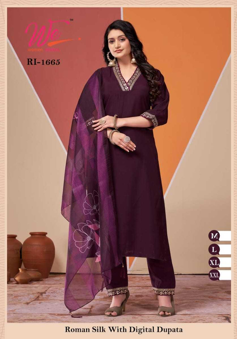 We Women Ethnics 1661-1666 Roman Silk Designer Readymade Kurti Combo Set
