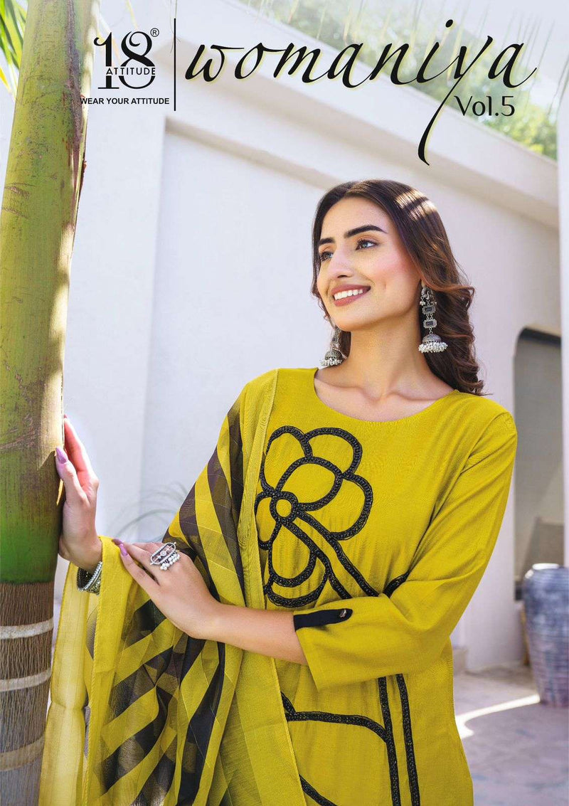 18 Attitude Womaniya Vol 5 Viscose Casual Wear Kurti Combo Set