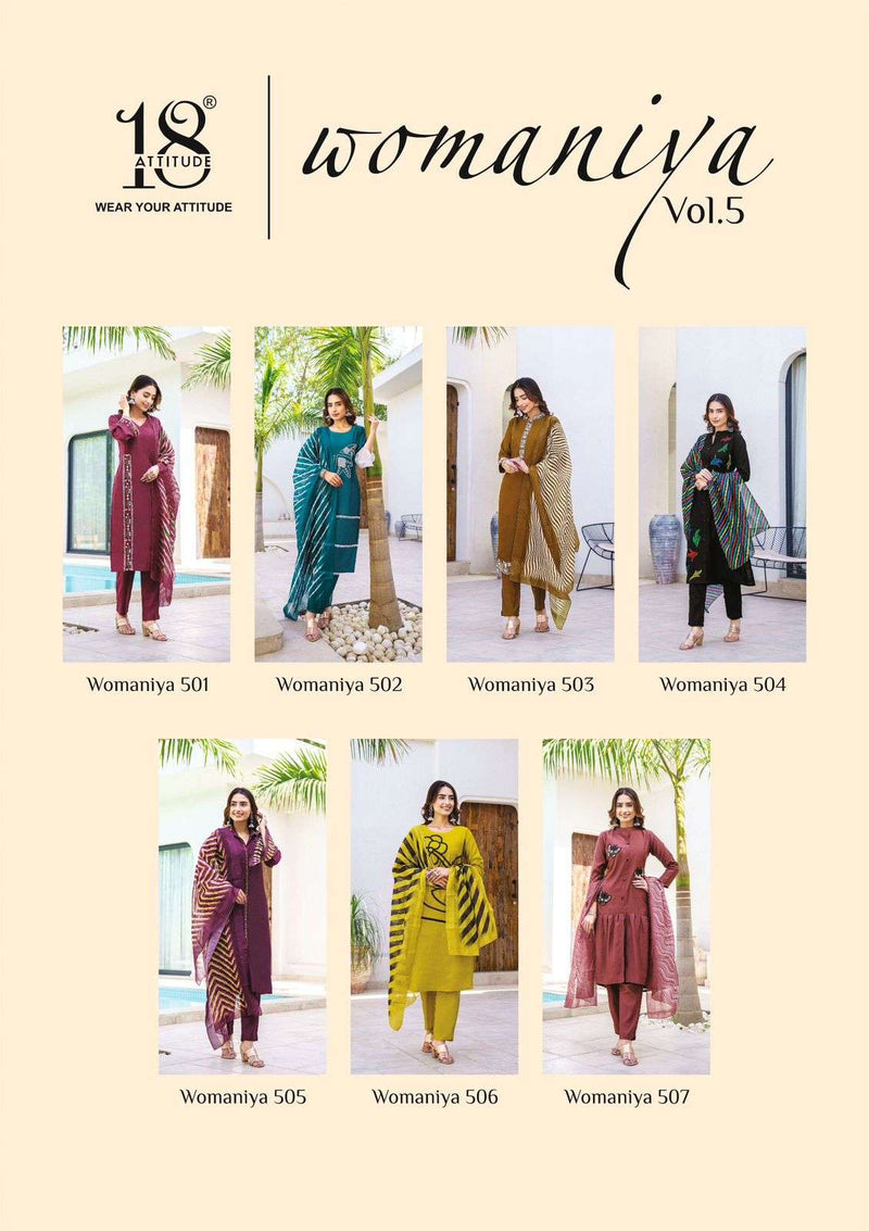 18 Attitude Womaniya Vol 5 Viscose Casual Wear Kurti Combo Set