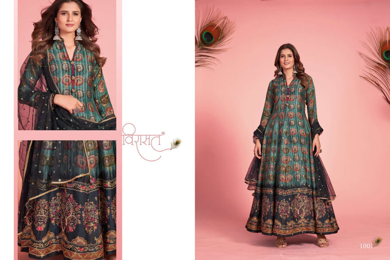 Virasat Kalamkari Dola Silk Fancy Heavy Designer Partywear Kurti