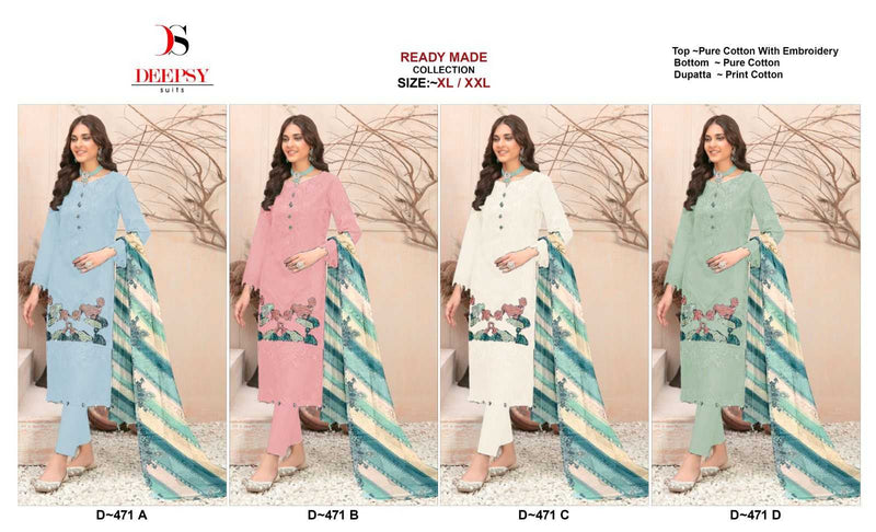 Shree Fabs 471 Abcd Cotton With Embroidery Stiched Heavy Designer Kurti Set