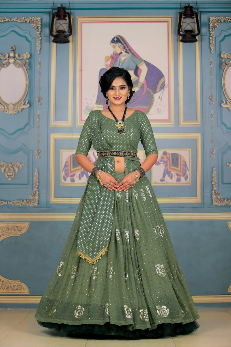 Ab D No 506 Georgette Embroidery With Heavy Work Designer Lehnga Cholis