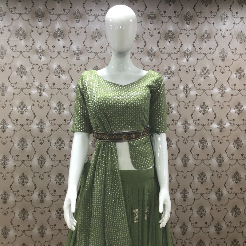 Ab D No 506 Georgette Embroidery With Heavy Work Designer Lehnga Cholis