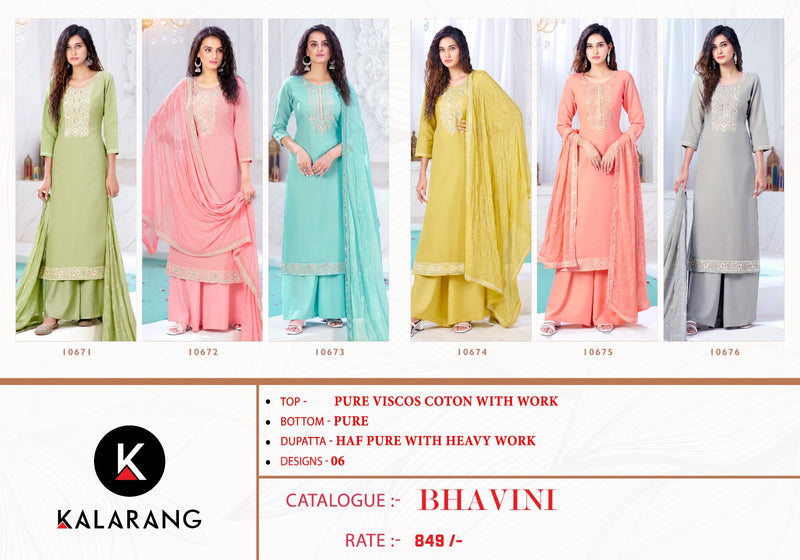 Kalarang Fashion Bhavini Viscose Cotton Heavy Work Fancy Designer Salwar Kameez