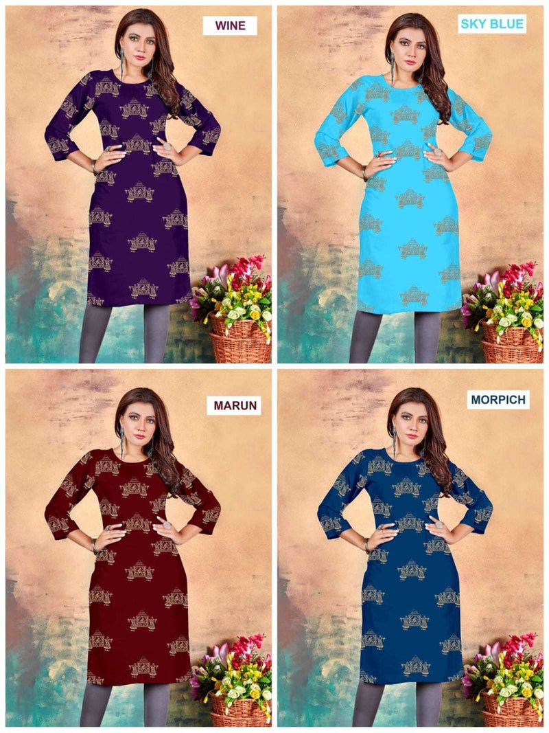 P R Clothing Hayat Heavy Rayon With Foli Print Daily Wear Kurti