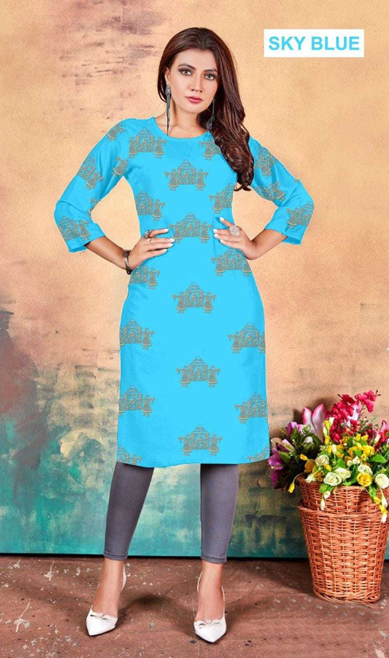 P R Clothing Hayat Heavy Rayon With Foli Print Daily Wear Kurti