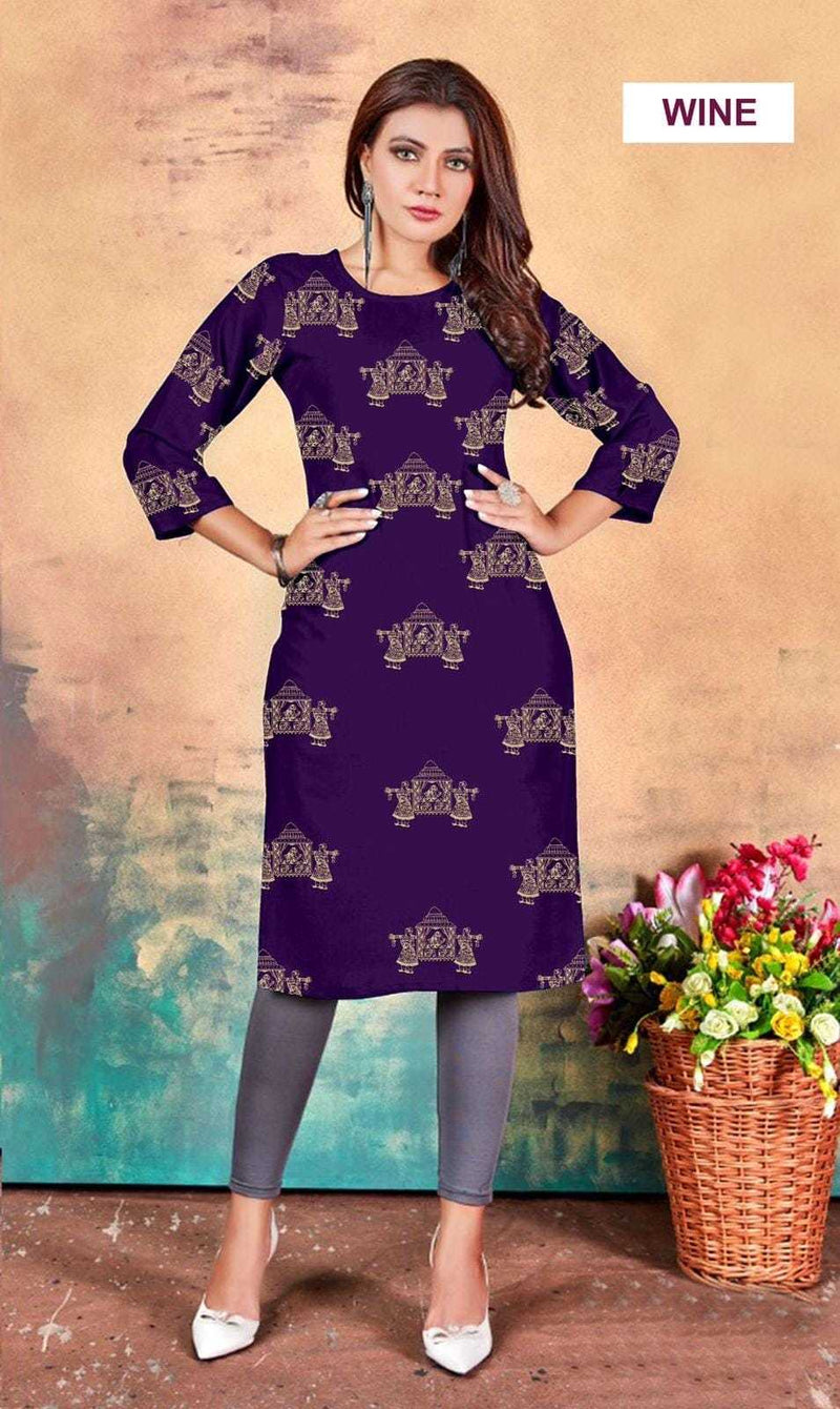 P R Clothing Hayat Heavy Rayon With Foli Print Daily Wear Kurti