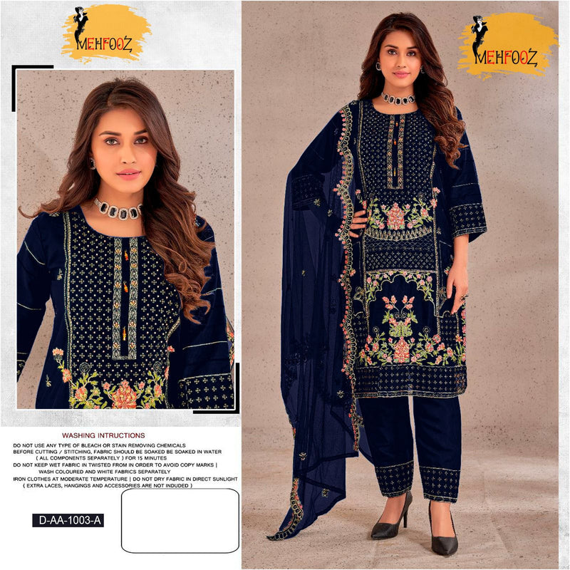 Mehfooz AA 1003 Orgenza Embroidery Designer Pakistani Suits