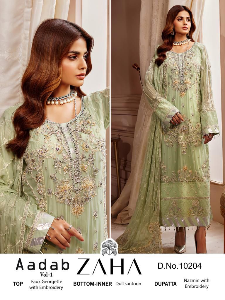Zaha Aadab Vol 1 Georgette With Embroidery Pakistani Suit Collection