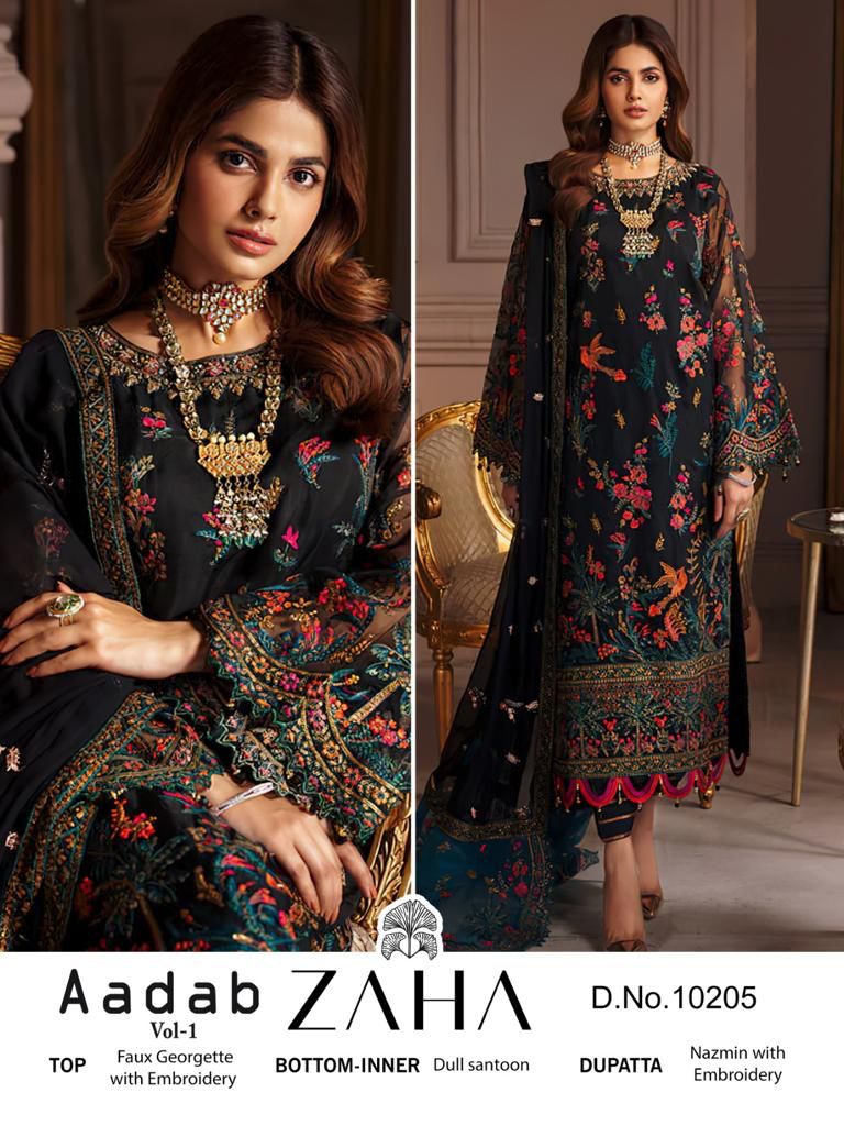 Zaha Aadab Vol 1 Georgette With Embroidery Pakistani Suit Collection