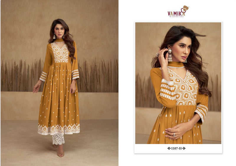 Vamika Aadhira Vol 5 Gold Viscose Lakhnawi Embroidery Suits