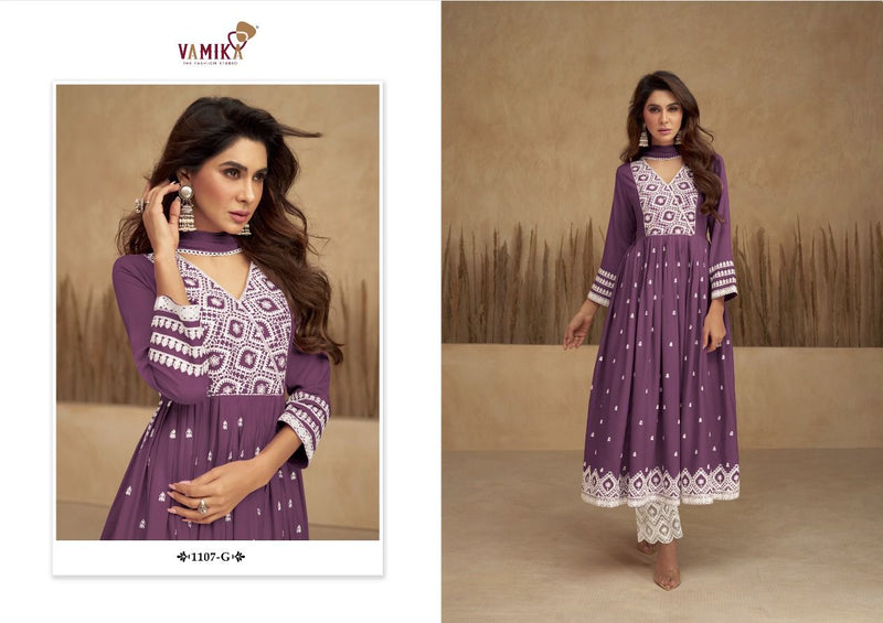 Vamika Aadhira Vol 5 Gold Viscose Lakhnawi Embroidery Suits