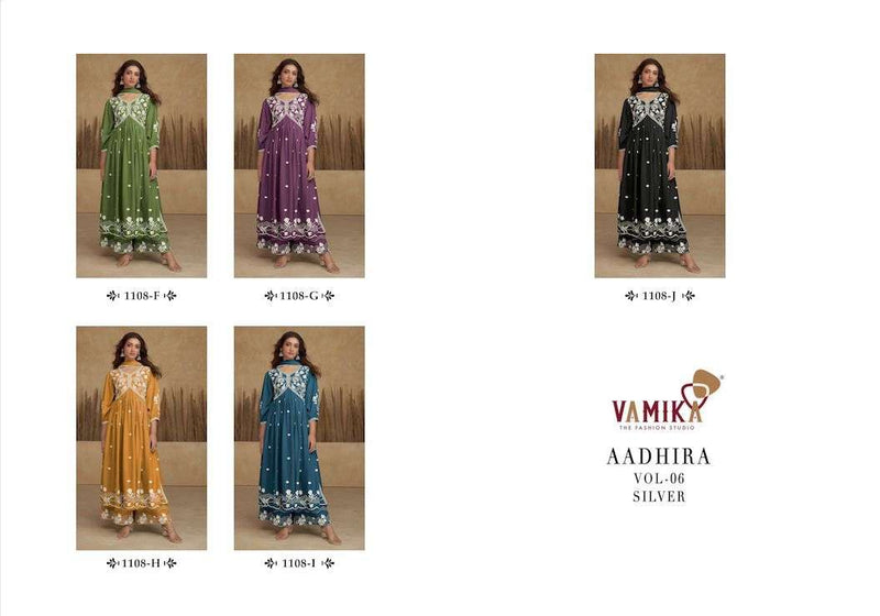Vamika Aadhira Vol 6 Silver Rayon Lakhnawi Style Kurti With Plazzo