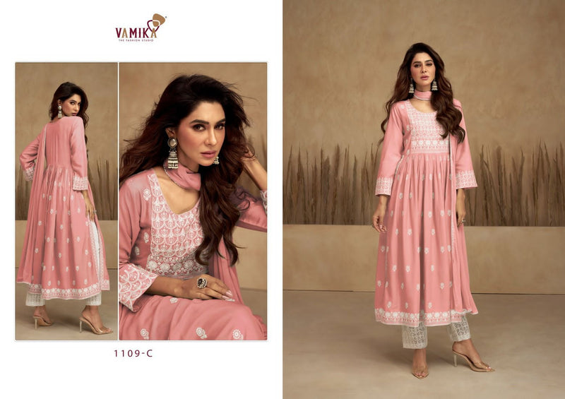 Vamika Aadhira Vol 7 Rayon Heavy Lakhnawi Embroidery Salwar Suit Collection