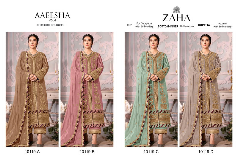 Zaha Aaeesha Vol 2 Georgette With Heavy Embroidered Pakistani Suits