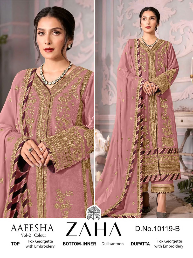 Zaha Aaeesha Vol 2 Georgette With Heavy Embroidered Pakistani Suits