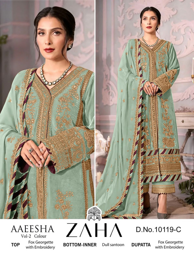 Zaha Aaeesha Vol 2 Georgette With Heavy Embroidered Pakistani Suits