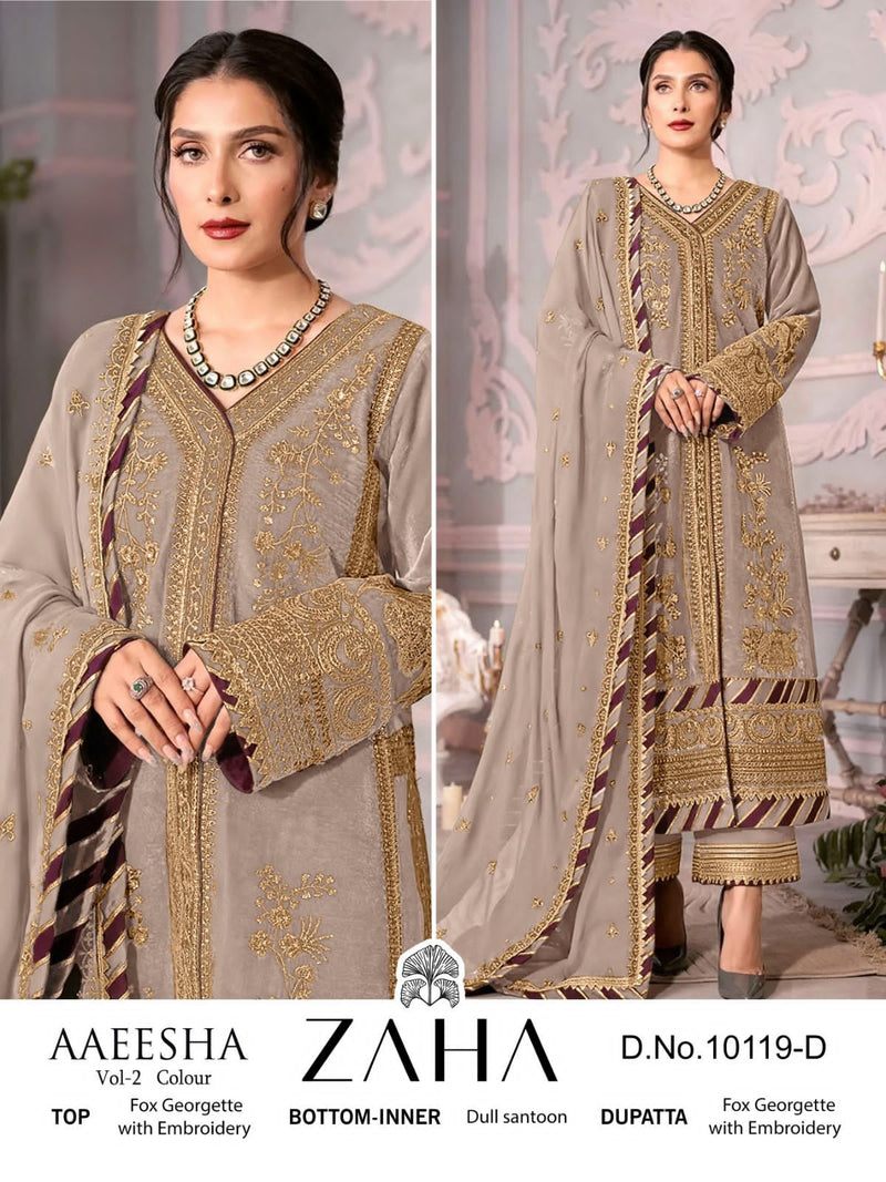 Zaha Aaeesha Vol 2 Georgette With Heavy Embroidered Pakistani Suits