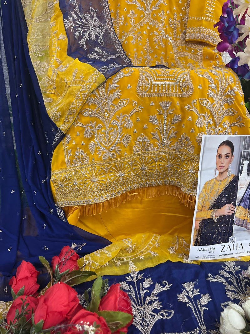 Zaha Aaeesha Vol 3 Georgette With Heavy Embroidered Pakistani Suits
