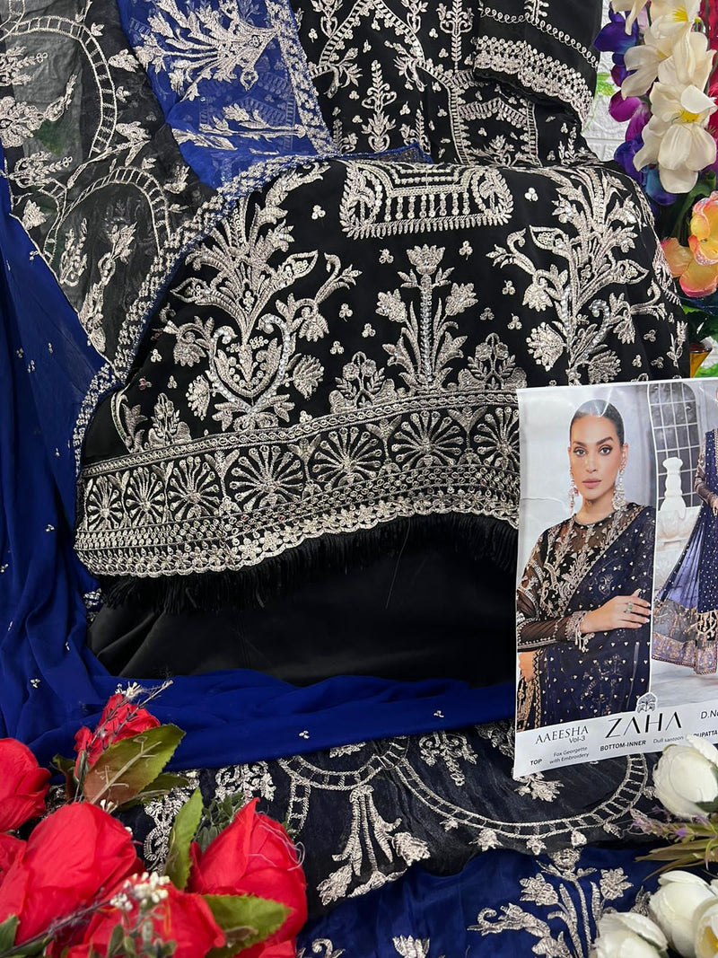 Zaha Aaeesha Vol 3 Georgette With Heavy Embroidered Pakistani Suits