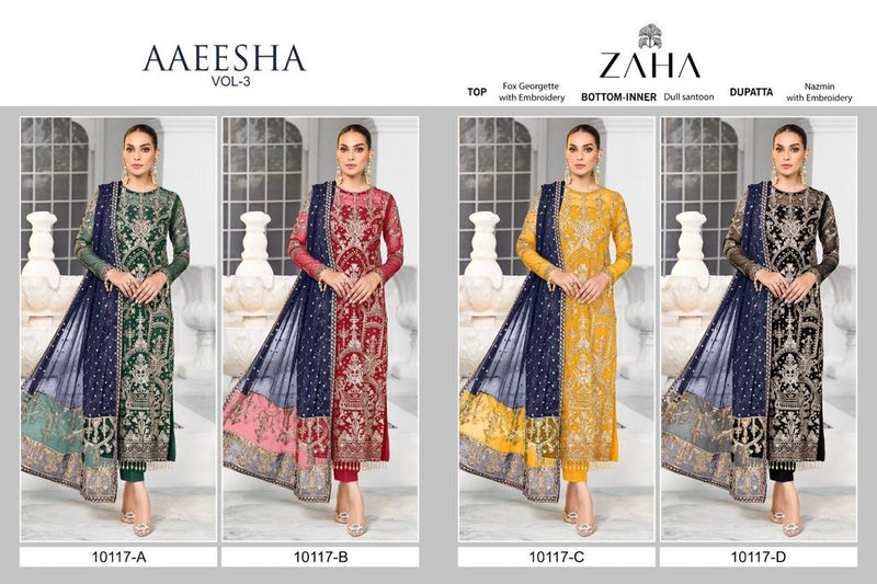 Zaha Aaeesha Vol 3 Georgette With Heavy Embroidered Pakistani Suits