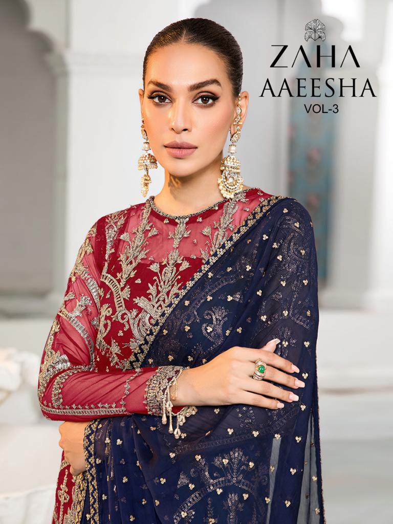 Zaha Aaeesha Vol 3 Georgette With Heavy Embroidered Pakistani Suits