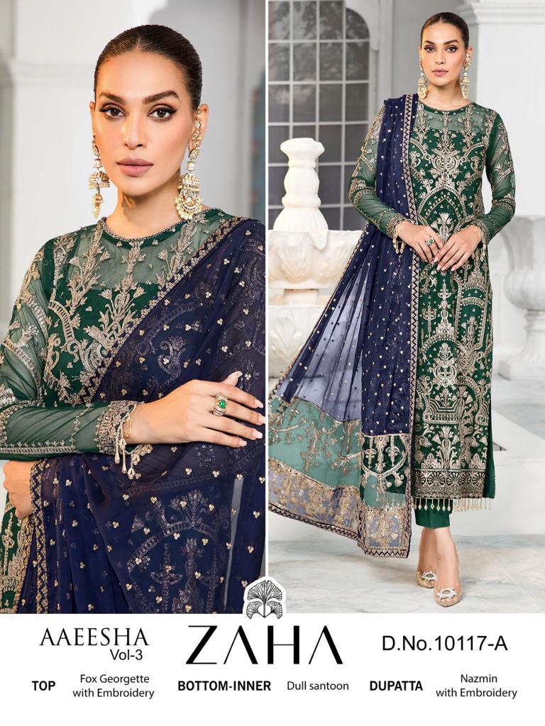 Zaha Aaeesha Vol 3 Georgette With Heavy Embroidered Pakistani Suits