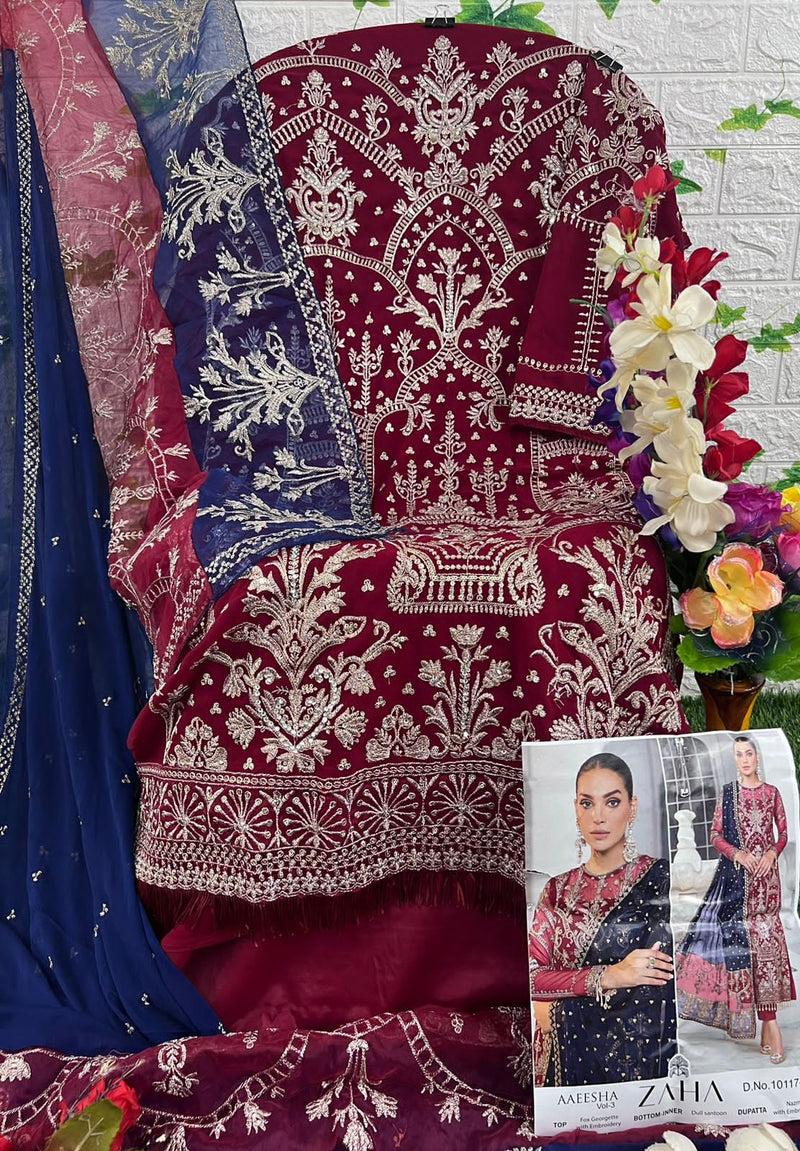 Zaha Aaeesha Vol 3 Georgette With Heavy Embroidered Pakistani Suits