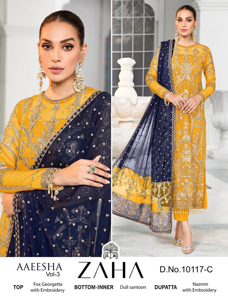 Zaha Aaeesha Vol 3 Georgette With Heavy Embroidered Pakistani Suits