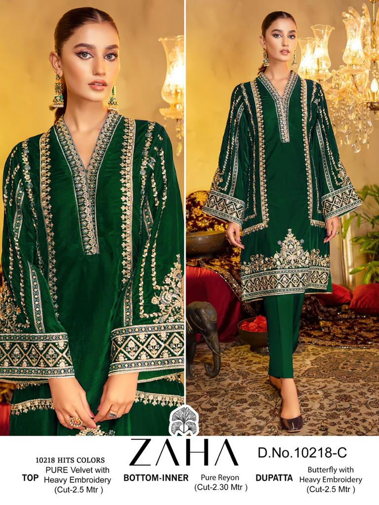 Zaha Aafiya Vol 2 Velvet Heavy Embroidery Work Pakistani Salwar Kameez