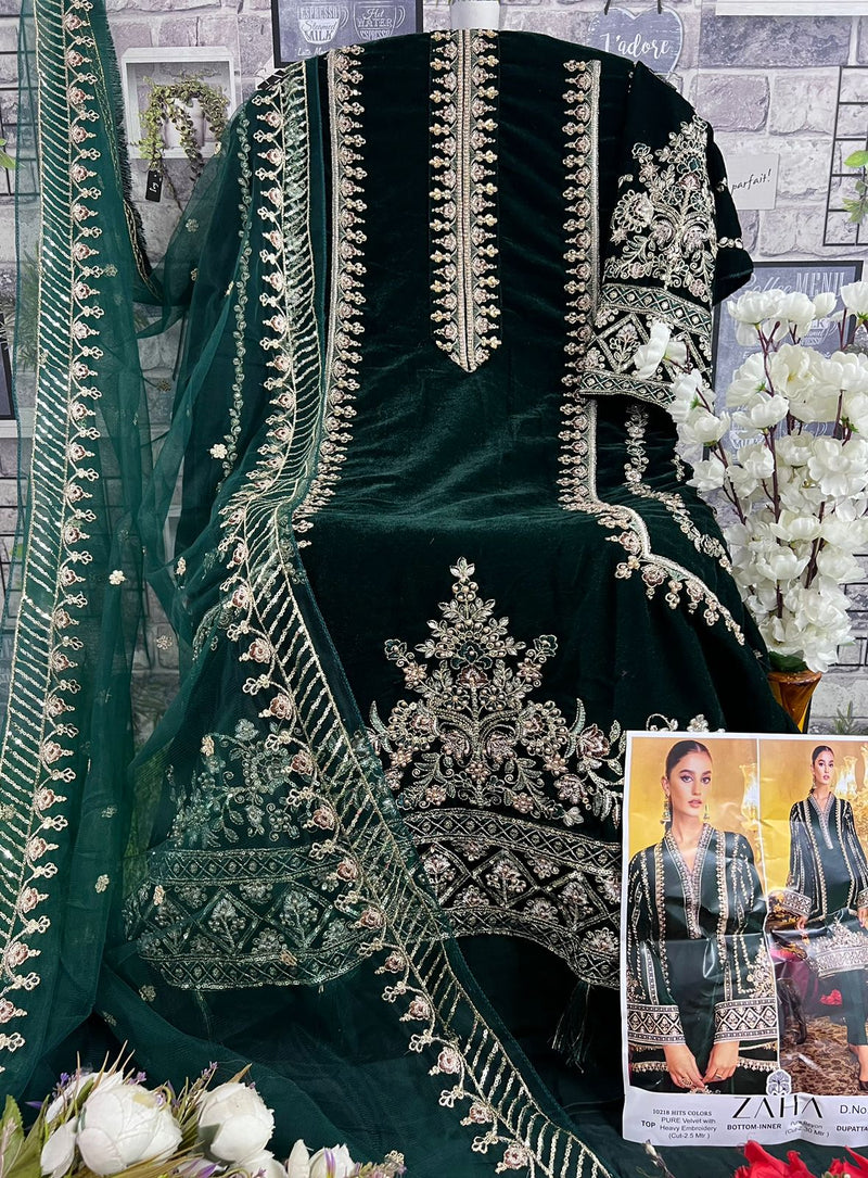 Zaha Aafiya Vol 2 Velvet Heavy Embroidery Work Pakistani Salwar Kameez