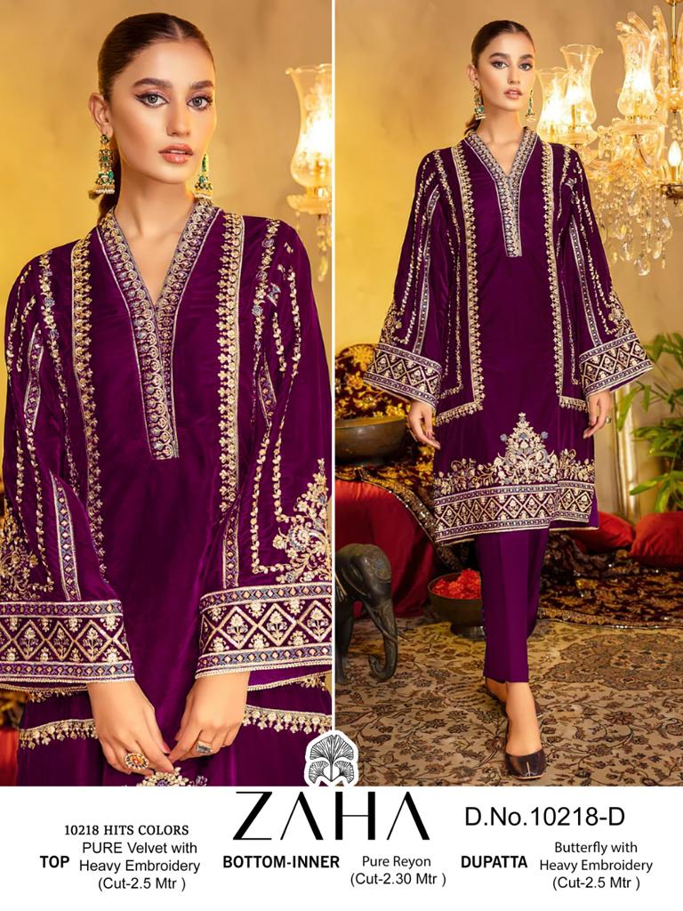 Zaha Aafiya Vol 2 Velvet Heavy Embroidery Work Pakistani Salwar Kameez