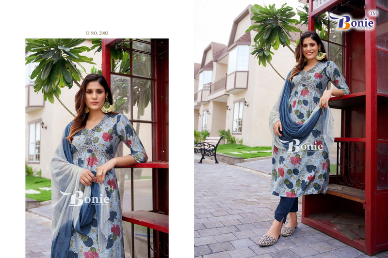 Bonie Aahana Vol 2 Chanderi Sequence Alia Cut Printed Kurti Collection