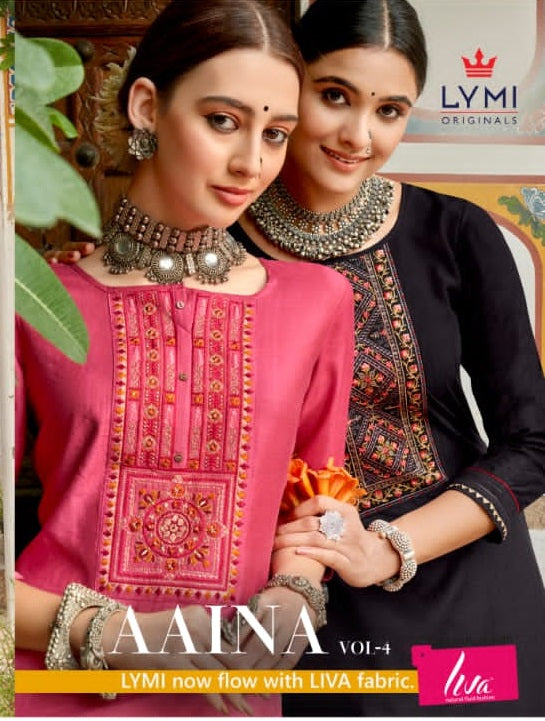 Rangoon Aaina Vol 4 Viscose With Fancy Embroidery Work Kurtis