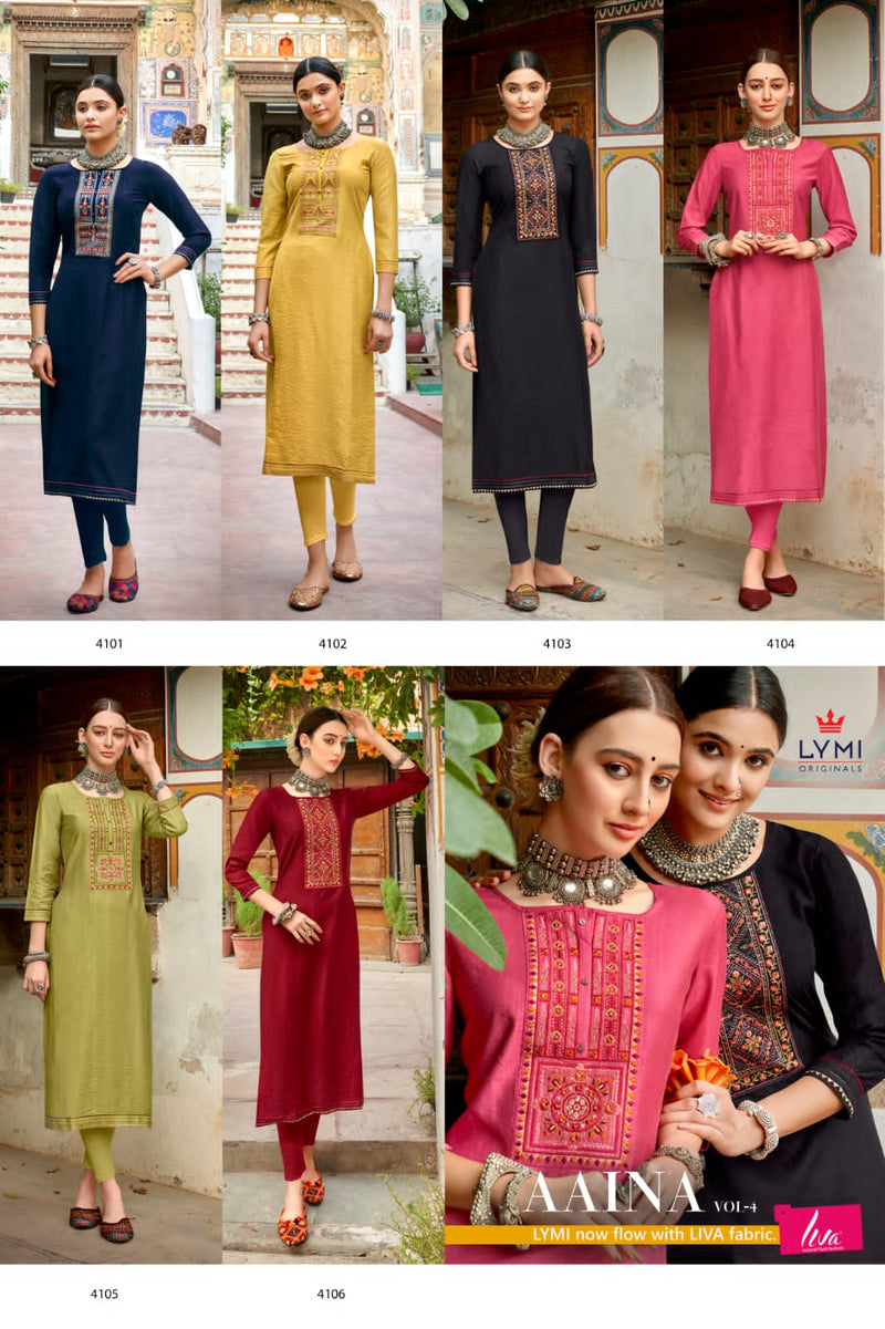 Rangoon Aaina Vol 4 Viscose With Fancy Embroidery Work Kurtis