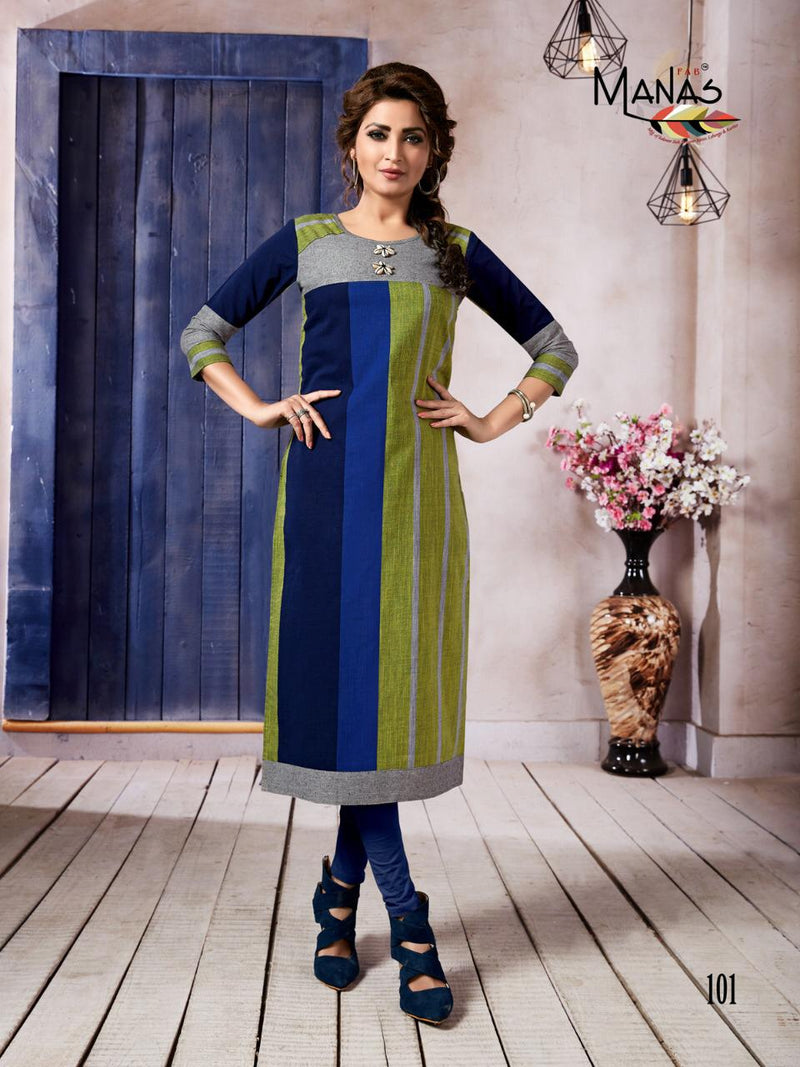 Manas Fab Aakruti Cotton Handloom Daily Wear Fancy Kurti