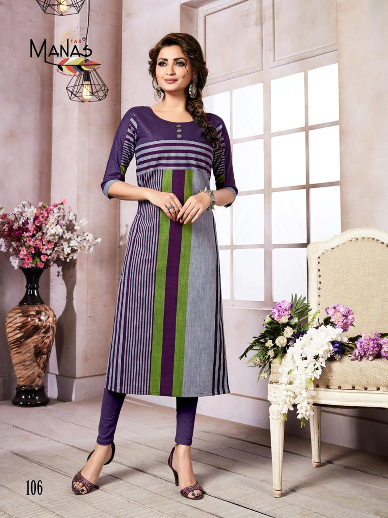 Manas Fab Aakruti Cotton Handloom Daily Wear Fancy Kurti
