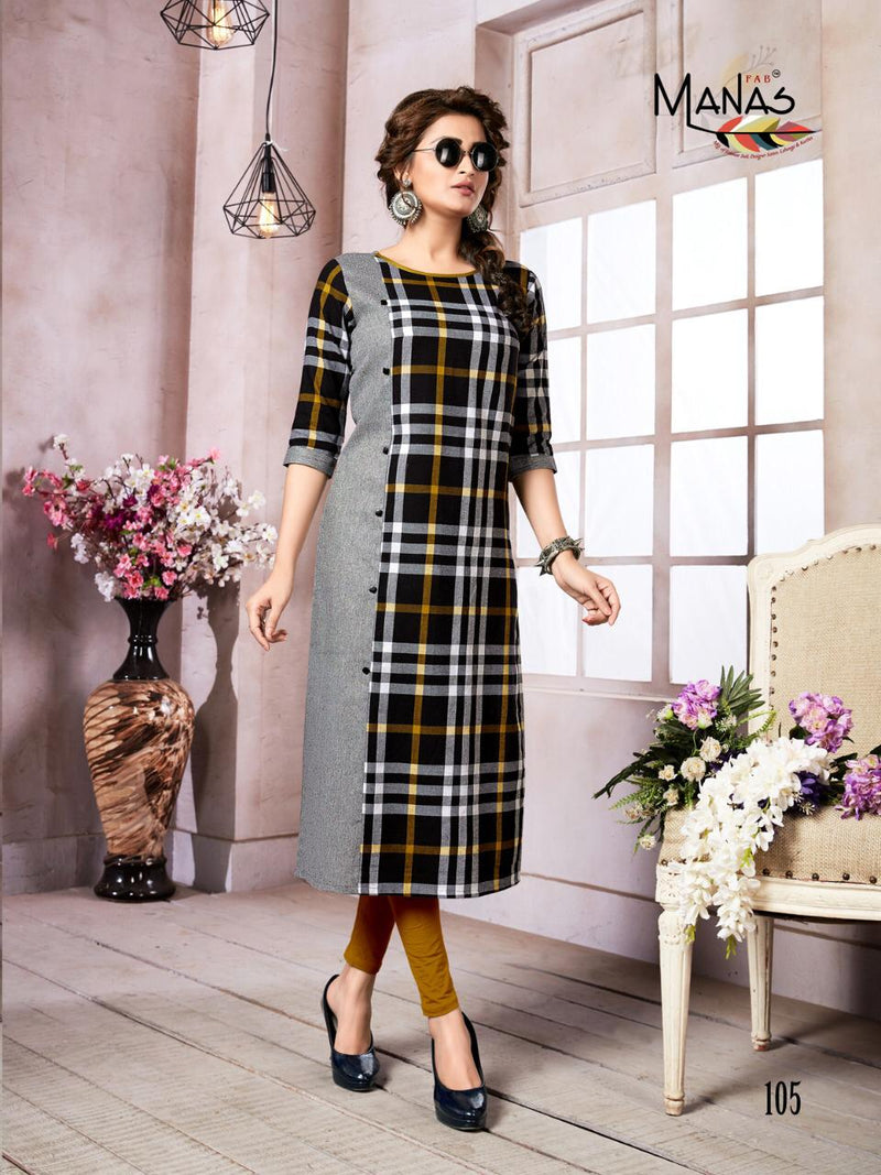 Manas Fab Aakruti Cotton Handloom Daily Wear Fancy Kurti