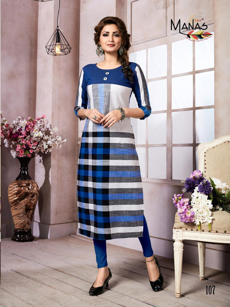 Manas Fab Aakruti Cotton Handloom Daily Wear Fancy Kurti