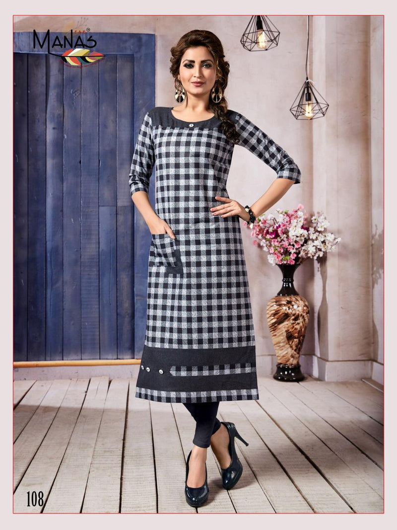 Manas Fab Aakruti Cotton Handloom Daily Wear Fancy Kurti