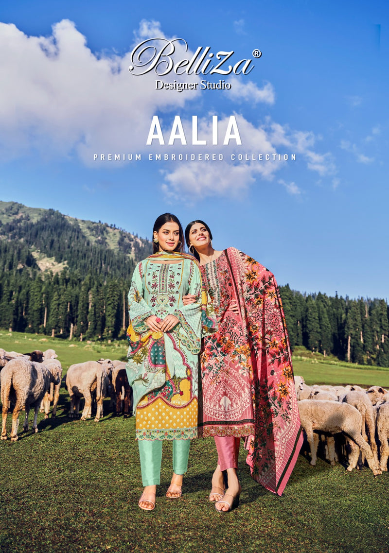 Belliza Designer Studio Aalia Cotton Digital Printed Embroidered Suit Collection