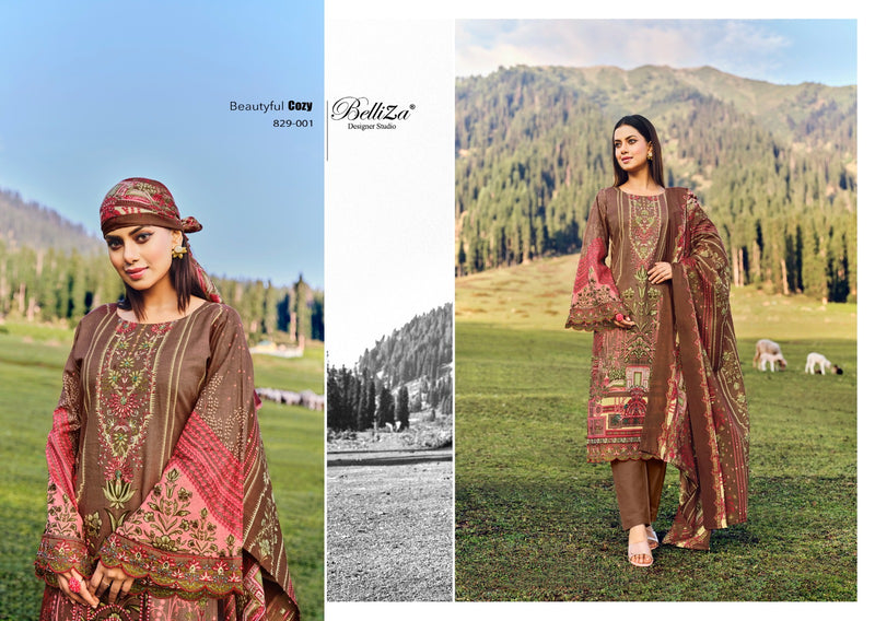 Belliza Designer Studio Aalia Cotton Digital Printed Embroidered Suit Collection