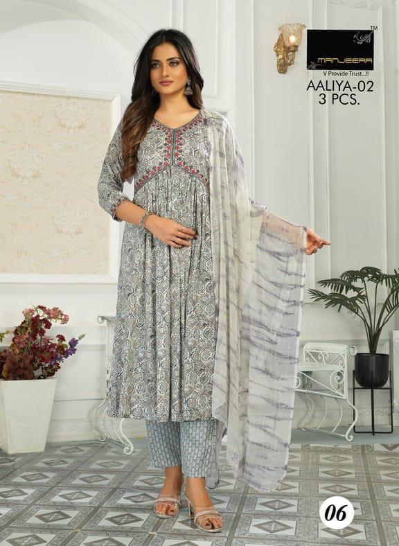 Manjeera Fashion Aaliya Capsul Print Aaliya Work Fancy Kurti Combo