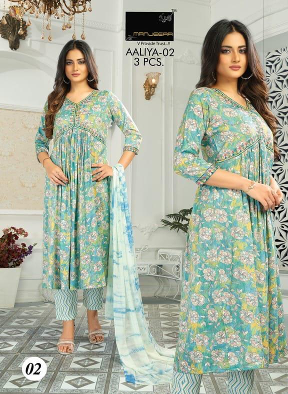 Manjeera Fashion Aaliya Capsul Print Aaliya Work Fancy Kurti Combo