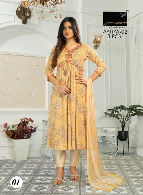 Manjeera Fashion Aaliya Capsul Print Aaliya Work Fancy Kurti Combo